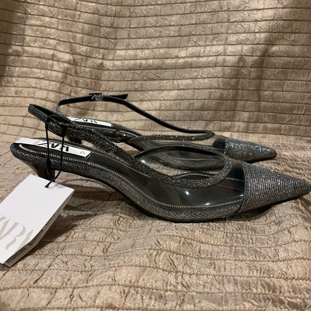 Zara black sparkling heels